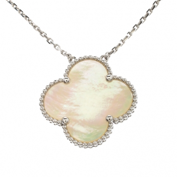 Pre Owned Van Cleef & Arpels Magic Alhambra Mother of Pearl 18k White Gold Necklace 