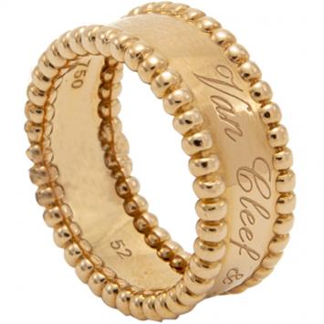 Pre Owned Van Cleef & Arpels Perlee Signature 18K Rose Gold Band Ring Size 52