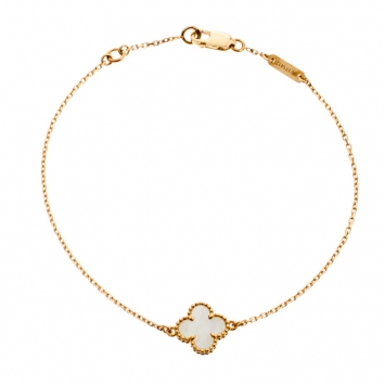 Pre Owned Van Cleef & Arpels Sweet Alhambra Mother of Pearl 18k Yellow Gold Bracelet