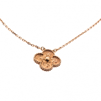 Pre Owned Van Cleef & Arpels Vintage Alhambra 18k Rose Gold Pendant Necklace