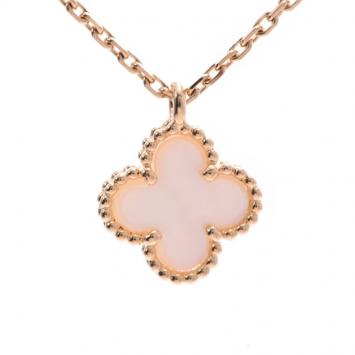 Pre Owned Van Cleef & Arpels Alhambra MOP Yellow Gold Pendant Necklace