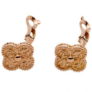 Pre Owned Van Cleef & Arpels Rose Gold Vintage Alhambra Earrings