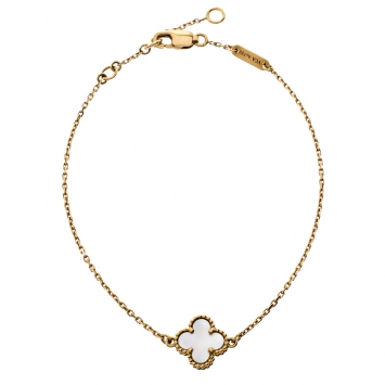 Pre Owned Van Cleef & Arpels Sweet Alhambra Mother of Pearl 18K Yellow Gold Bracelet