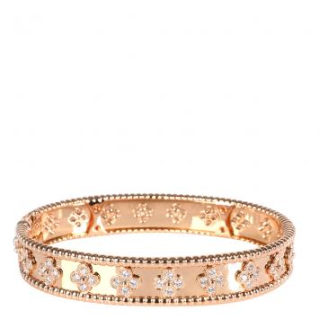 Pre Owned Van Cleef & Arpels Perlee Clover 18K Rose Gold Diamond Bracelet