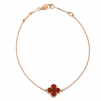 Pre Owned Van Cleef & Arpels Sweet Alhambra Carnelian 18K Rose Gold Bracelet