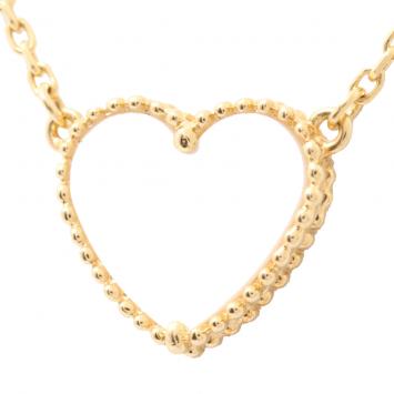 Pre Owned Van Cleef & Arpels MOP 18K Yellow Gold Heart Lucky Alhambra Pendant Necklace