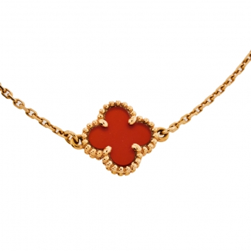 Pre Owned Van Cleef & Arpels Sweet Alhambra Carnelian 18K Rose Gold Bracelet