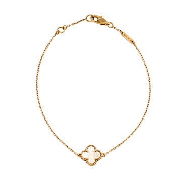 Pre Owned Van Cleef & Arpels Sweet Alhambra Mother of Pearl 18K Yellow Gold Bracelet