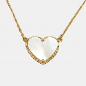 Pre Owned Van Cleef & Arpels Lucky Alhambra 18K Yellow Gold Mother of Pearl Necklace