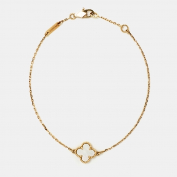Pre Owned Van Cleef & Arpels Sweet Alhambra Mother of Pearl 18K Yellow Gold Bracelet