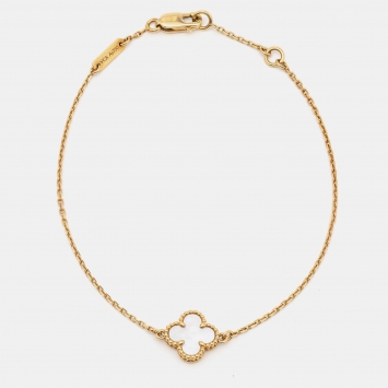 Pre Owned Van Cleef & Arpels Sweet Alhambra Mother of Pearl 18k Yellow Gold Bracelet