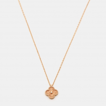 Pre Owned Van Cleef & Arpels Sweet Alhambra 18k Rose Gold Pendant Necklace