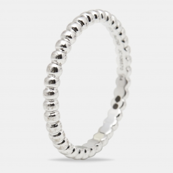 Pre Owned Van Cleef & Arpels Perlée Pearls of Gold 18k White Gold Small Model Ring Size 54
