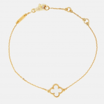 Pre Owned Van Cleef & Arpels Sweet Alhambra Mother of Pearl 18k Yellow Gold Bracelet