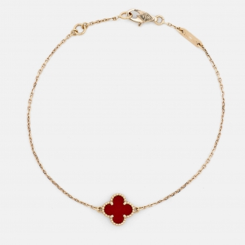 Pre Owned Van Cleef & Arpels Sweet Alhambra Carnelian 18k Rose Gold Bracelet