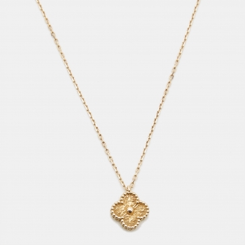 Pre Owned Van Cleef & Arpels Sweet Alhambra Textured 18K Rose Gold Pendant Necklace