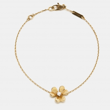 Pre Owned Van Cleef & Arpels Frivole Diamond 18k Yellow Gold Bracelet