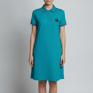مملوكة مسبقًا Versace Collection Turquoise Jersey Medusa Appliqué T-Shirt Dress XL