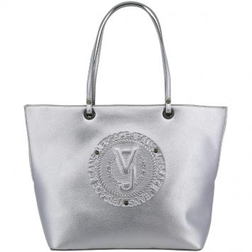Pre Owned Versace Jeans Silver Faux Leather Shopper Tote