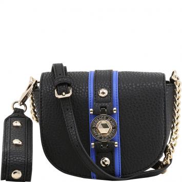 Pre Owned Versace Jeans Black Faux Pebbled Leather Chain Crossbody Bag