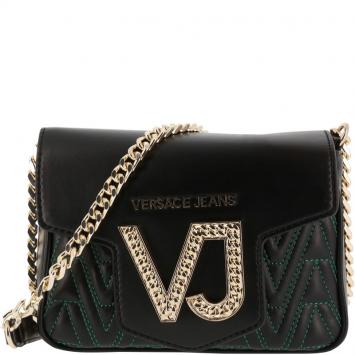 مملوكة مسبقًا Versace Jeans Black Signature Faux Leather Chain Crossbody Bag