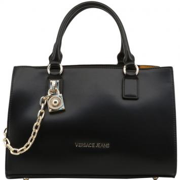 Pre Owned Versace Jeans Black Faux Leather Tote