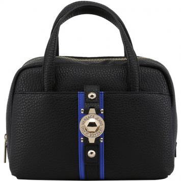 Pre Owned Versace Jeans Black Pebbled Faux Leather Satchel Bag