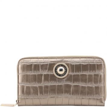 مملوكة مسبقًا Versace Jeans Metallic Faux Embossed Leather Zip Around Wallet