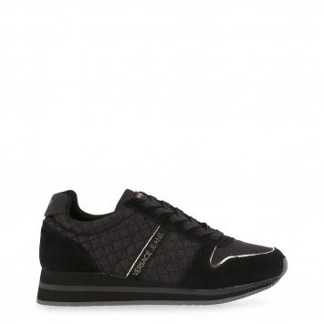 Pre Owned Versace Jeans Black Quilted Fabric and Suede Lace Up Sneakers Size 39
