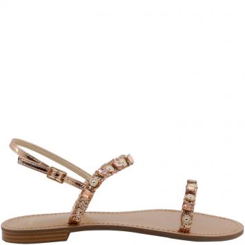 Pre Owned Versace Jeans Pink Embellished Crystals Flat Sandals Size 40