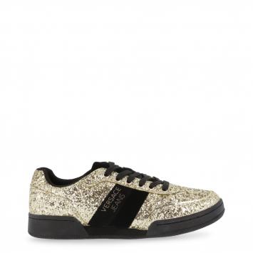 Pre Owned Versace Jeans Two Tone Glitter and Leather Lace Up Sneakers Size 40