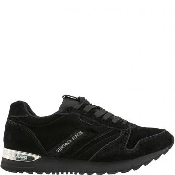 Pre Owned Versace Jeans Black Suede Lace Up Sneakers Size 39