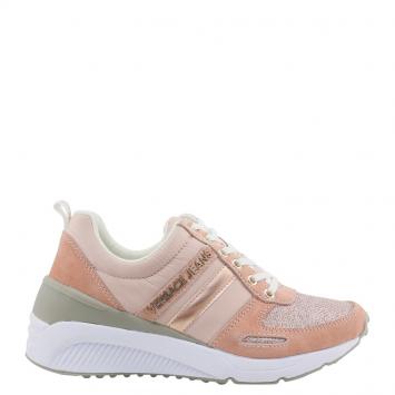 Pre Owned Versace Jeans Pink Fabric and Suede Platform Sneakers Size 41