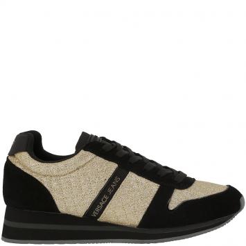 Pre Owned Versace Jeans Two Tone Fabric and Suede Lace Up Sneakers Size 38