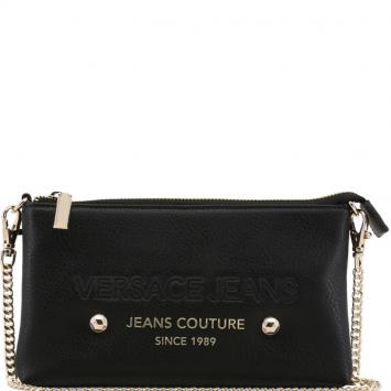 Pre Owned Versace Jeans Black Faux Pebbled Leather Chain Pochette Accessories