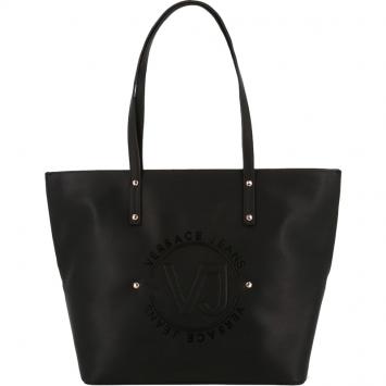 Pre Owned Versace Jeans Black Faux Leather Shopping Tote
