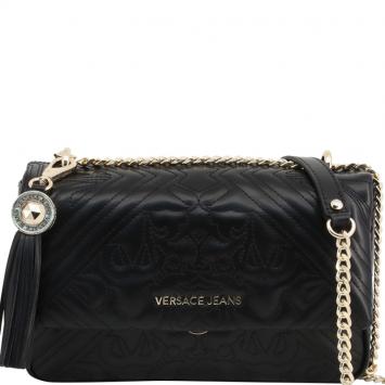 Pre Owned Versace Jeans Black Quilted Faux Leather Shoulder Bag