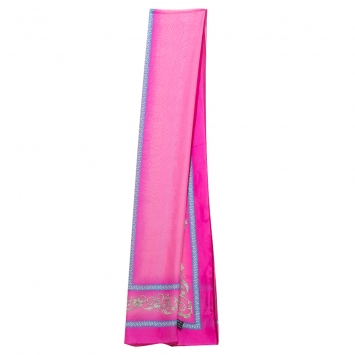 Pre Owned Versace Pink Baroque Print Silk Scarf