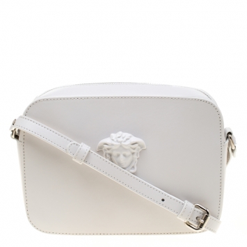 Pre Owned Versace White Leather Palazzo Medusa Camera Crossbody Bag
