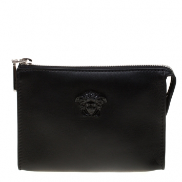 Pre Owned Versace Black Leather Medusa Pochette