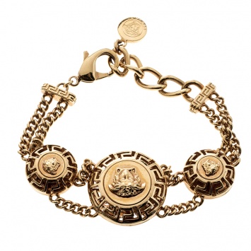 Pre Owned Versace Medusa Gold Tone Chain Link Bracelet