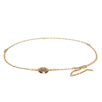 Pre Owned Versace Yellow Gold Tone Medusa Charm Chain Link Belt