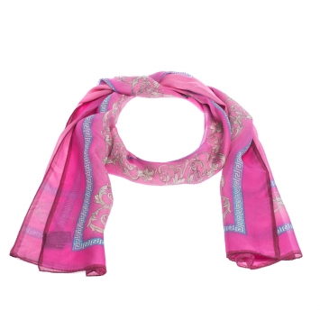 Pre Owned Versace Fuchsia Pink Printed Silk Stole
