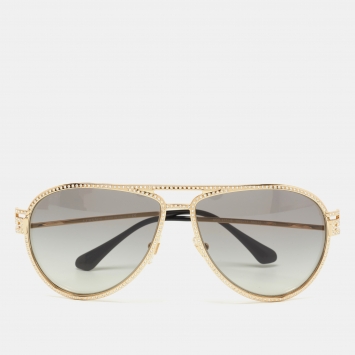 Pre Owned Versace Gold/Black Mod.2171-B Aviator Gradient Sunglasses