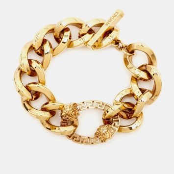 Pre Owned Versace Meduasa Gold Tone Bracelet