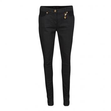 Pre Owned Versace Black Denim Knit Paneled Skinny Jeans  M