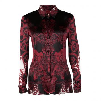 Pre Owned Versace Multicolor Printed Silk Long Sleeve Blouse M