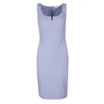 مملوكة مسبقًا Versace Lilac Textured Cotton Fitted Sleeveless Dress S