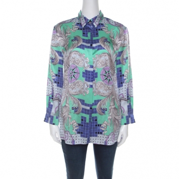Pre Owned Versace Collection Multicolor Baroque Printed Silk Shirt M 