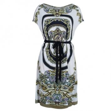 Pre Owned Versace Multiprint Jersey Shift Dress L